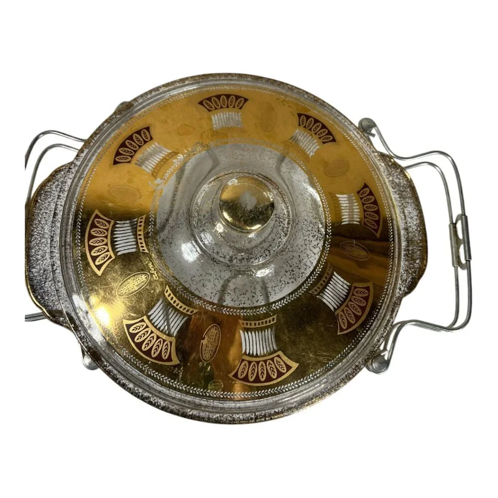 Vintage Fire King‎ Casserole with Metal Serving Holder